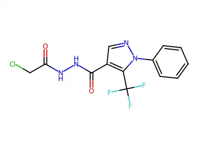 N'4-(2-chloroacetyl)-1-phenyl-5-(trifluoromethyl)-1H-pyrazole-4-carbohydrazide structure