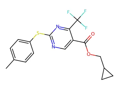 cyclopropylmethyl 2-[(4-methylphenyl)thio]-4-(trifluoromethyl)pyrimidine-5-carboxylate structure