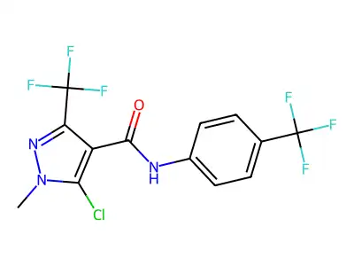 5-chloro-1-methyl-3-(trifluoromethyl)-N-[4-(trifluoromethyl)phenyl]-1H-pyrazole-4-carboxamide structure