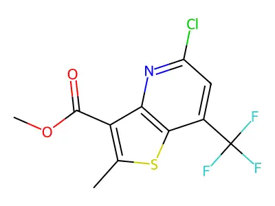Methyl 5-chloro-2-methyl-7-(trifluoromethyl)thieno[3,2-b]pyridine-3-carboxylate structure