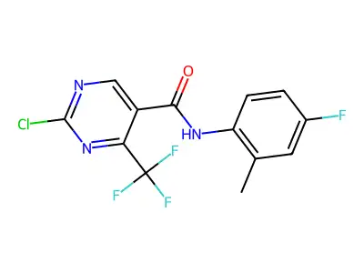 2-chloro-N-(4-fluoro-2-methylphenyl)-4-(trifluoromethyl)pyrimidine-5-carboxamide structure
