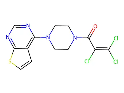 2,3,3-Trichloro-1-(4-thieno[2,3-d]pyrimidin-4-ylpiperazino)-2-propen-1-one structure