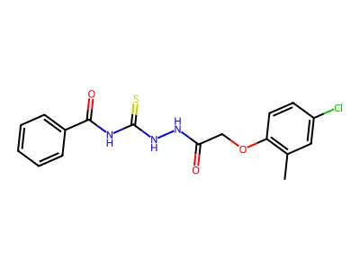 2-(4-chloro-2-methylphenoxy)-N-{[(phenylformamido)methanethioyl]amino}acetamide structure