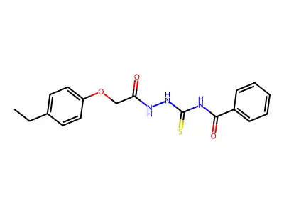 2-(4-ethylphenoxy)-N-{[(phenylformamido)methanethioyl]amino}acetamide structure