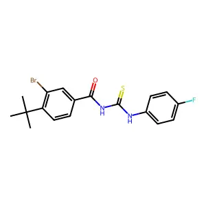 3-bromo-4-tert-butyl-N-[(4-fluorophenyl)carbamothioyl]benzamide structure
