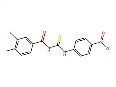 3-iodo-4-methyl-N-[(4-nitrophenyl)carbamothioyl]benzamide structure