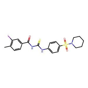 3-iodo-4-methyl-N-[(4-piperidin-1-ylsulfonylphenyl)carbamothioyl]benzamide structure