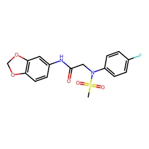 N-1,3-benzodioxol-5-yl-N~2~-(4-fluorophenyl)-N~2~-(methylsulfonyl)glycinamide structure