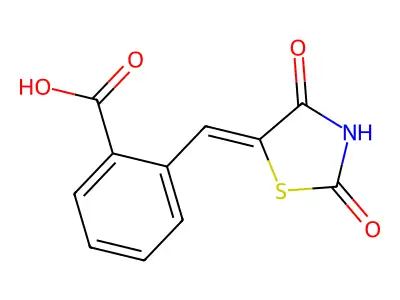 2-[(2,4-dioxo-1,3-thiazolidin-5-ylidene)methyl]benzoic Acid structure