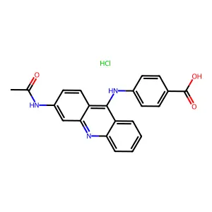 Benzoic acid, 4-((3-(acetylamino)-9-acridinyl)amino)-, monohydrochloride structure