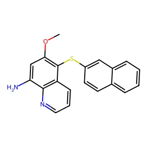 8-Quinolinamine, 6-methoxy-5-(2-naphthalenylthio)- structure