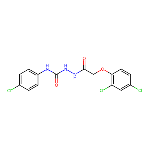 N-(4-chlorophenyl)-2-[(2,4-dichlorophenoxy)acetyl]hydrazinecarboxamide structure