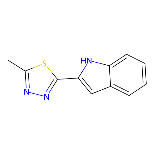 2-(1H-indol-2-yl)-5-methyl-1,3,4-thiadiazole structure