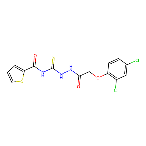 N-({2-[(2,4-dichlorophenoxy)acetyl]hydrazinyl}carbonothioyl)thiophene-2-carboxamide structure