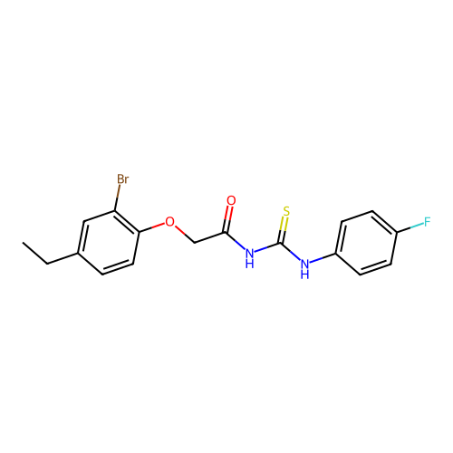 N-[(2-bromo-4-ethylphenoxy)acetyl]-N'-(4-fluorophenyl)thiourea structure