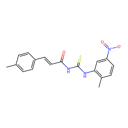 (2E)-N-[(2-methyl-5-nitrophenyl)carbamothioyl]-3-(4-methylphenyl)prop-2-enamide structure