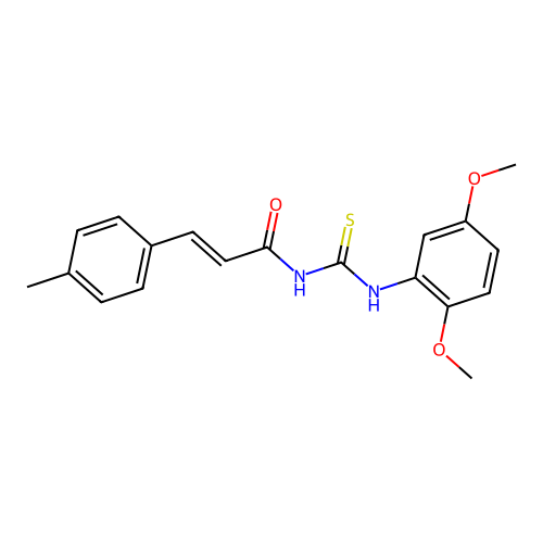 (2E)-N-[(2,5-dimethoxyphenyl)carbamothioyl]-3-(4-methylphenyl)prop-2-enamide structure