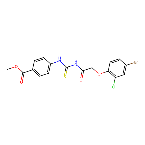 Methyl 4-({[(4-bromo-2-chlorophenoxy)acetyl]carbamothioyl}amino)benzoate structure
