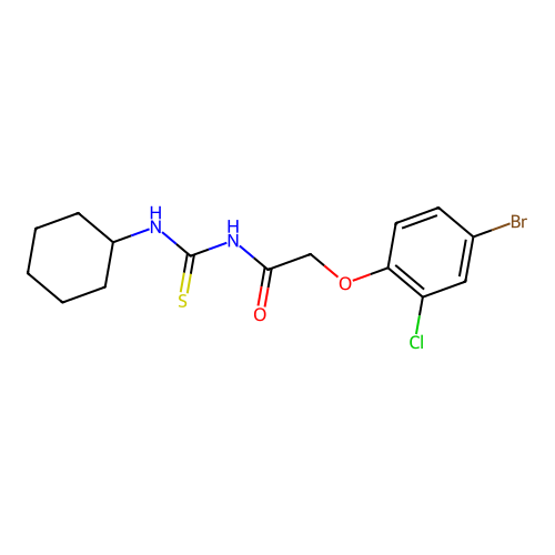 2-(4-bromo-2-chlorophenoxy)-N-(cyclohexylcarbamothioyl)acetamide structure
