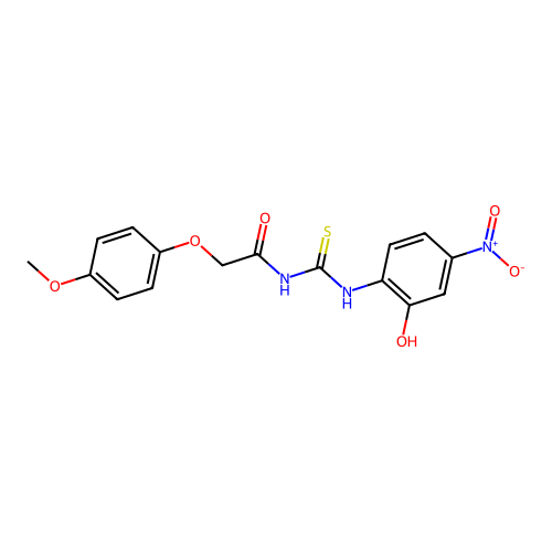 N-[(2-hydroxy-4-nitrophenyl)carbamothioyl]-2-(4-methoxyphenoxy)acetamide structure