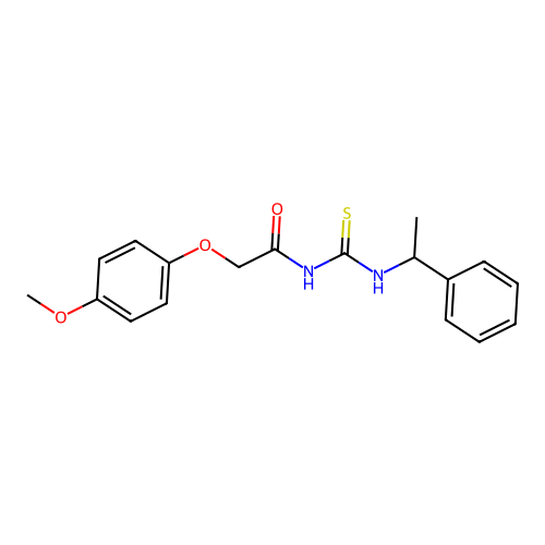 N-[(4-methoxyphenoxy)acetyl]-N'-(1-phenylethyl)thiourea structure