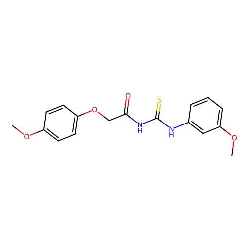 2-(4-methoxyphenoxy)-N-[(3-methoxyphenyl)carbamothioyl]acetamide structure