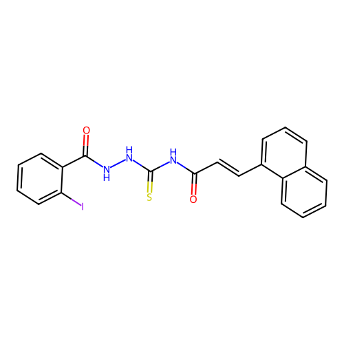 N-[[(2-iodobenzoyl)amino]thiocarbamoyl]-3-naphthalen-1-yl-prop-2-enamide structure