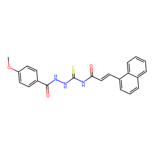N-{[2-(4-methoxybenzoyl)hydrazino]carbonothioyl}-3-(1-naphthyl)acrylamide structure