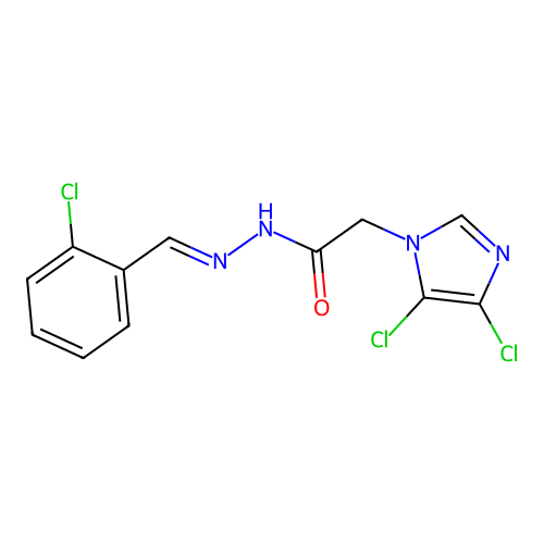N-[(E)-(2-Chlorophenyl)methylideneamino]-2-(4,5-dichloroimidazol-1-yl)acetamide structure