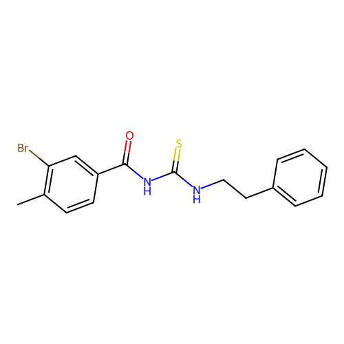 3-bromo-4-methyl-N-(phenethylcarbamothioyl)benzamide structure