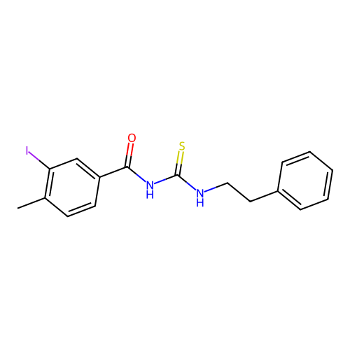 3-iodo-4-methyl-N-(phenethylcarbamothioyl)benzamide structure