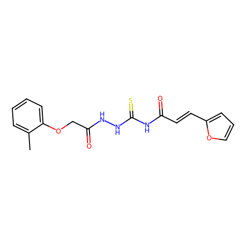 (2E)-3-(2-furyl)-N-({[2-(2-methylphenoxy)acetylamino]amino}thioxomethyl)prop-2 -enamide structure