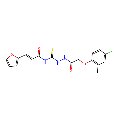 N-({2-[(4-chloro-2-methylphenoxy)acetyl]hydrazino}carbonothioyl)-3-(2-furyl)acrylamide structure