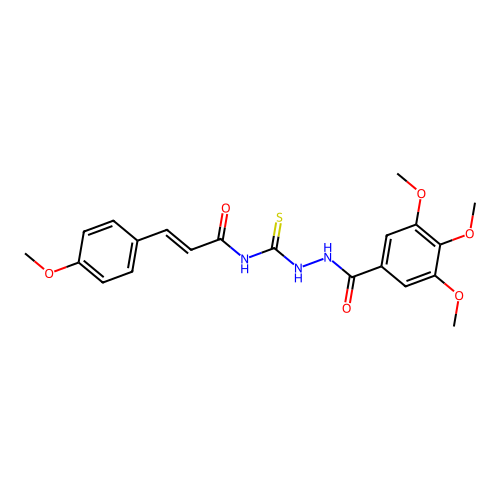 (E)-3-(4-methoxyphenyl)-N-(2-(3,4,5-trimethoxybenzoyl)hydrazinecarbonothioyl)acrylamide structure