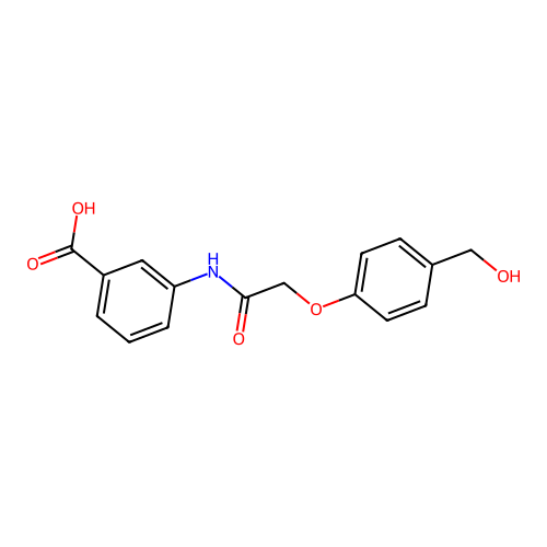 3-{2-[4-(Hydroxymethyl)phenoxy]acetamido}benzoic acid structure