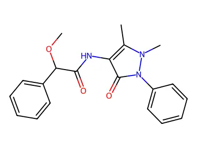 N-(1,5-dimethyl-3-oxo-2-phenylpyrazol-4-yl)-2-methoxy-2-phenylacetamide structure