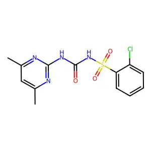 Benzenesulfonamide, 2-chloro-N-(((4,6-dimethyl-2-pyrimidinyl)amino)carbonyl)- structure