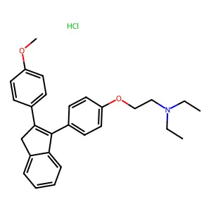 Triethylamine, 2-(p-(2-(p-methoxyphenyl)-3-indenyl)phenoxy)-, hydrochloride structure