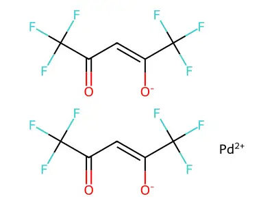 Bis(1,1,1,5,5,5-hexafluoro-4-oxopent-2-en-2-olate);palladium(2+) structure
