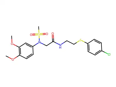 N-[2-(4-chlorophenyl)sulfanylethyl]-2-(3,4-dimethoxy-N-methylsulfonylanilino)acetamide structure