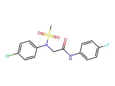2-(4-chloro-N-methylsulfonylanilino)-N-(4-fluorophenyl)acetamide structure