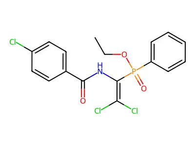 Ethyl (2,2-dichloro-1-(4-chlorobenzamido)vinyl)(phenyl)phosphinate structure