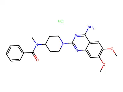 Benzamide, N-(1-(4-amino-6,7-dimethoxyquinazolin-2-yl)-4-piperidinyl)-N-methyl-, hydrochloride structure