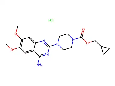 1-Piperazinecarboxylic acid, 4-(4-amino-6,7-dimethoxyquinazolin-2-yl)-, cyclopropylmethyl ester, hydrochloride structure