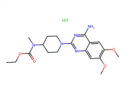 Carbamic acid, (1-(4-amino-6,7-dimethoxyquinazolin-2-yl)-4-piperidinyl)methyl-, ethyl ester, hydrochloride structure