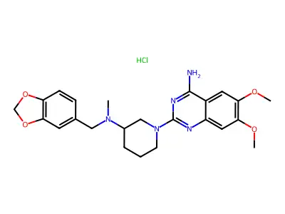 4-Quinazolinamine, 2-(3-(((1,3-benzodioxol-5-yl)methyl)methylamino)-1-piperidinyl)-6,7-dimethoxy-, hydrochloride structure