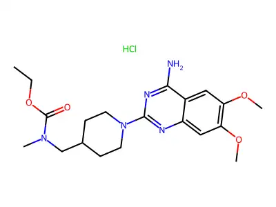 Carbamic acid, ((1-(4-amino-6,7-dimethoxyquinazolin-2-yl)-4-piperidinyl)methyl)methyl-, ethyl ester, hydrochloride structure