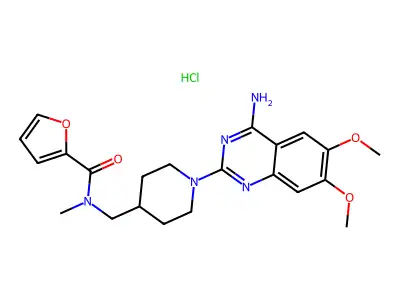 2-Furancarboxamide, N-((1-(4-amino-6,7-dimethoxyquinazolin-2-yl)-4-piperidinyl)methyl)-N-methyl-, hydrochloride structure