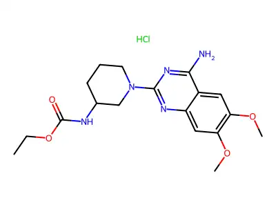 Ethyl (1-(4-amino-6,7-dimethoxyquinazolin-2-yl)-3-piperidinyl)carbamate hydrochloride structure