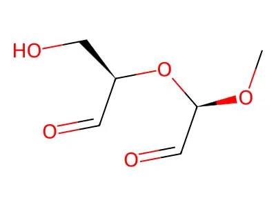 (2R)-3-hydroxy-2-[(1R)-1-methoxy-2-oxoethoxy]propanal structure
